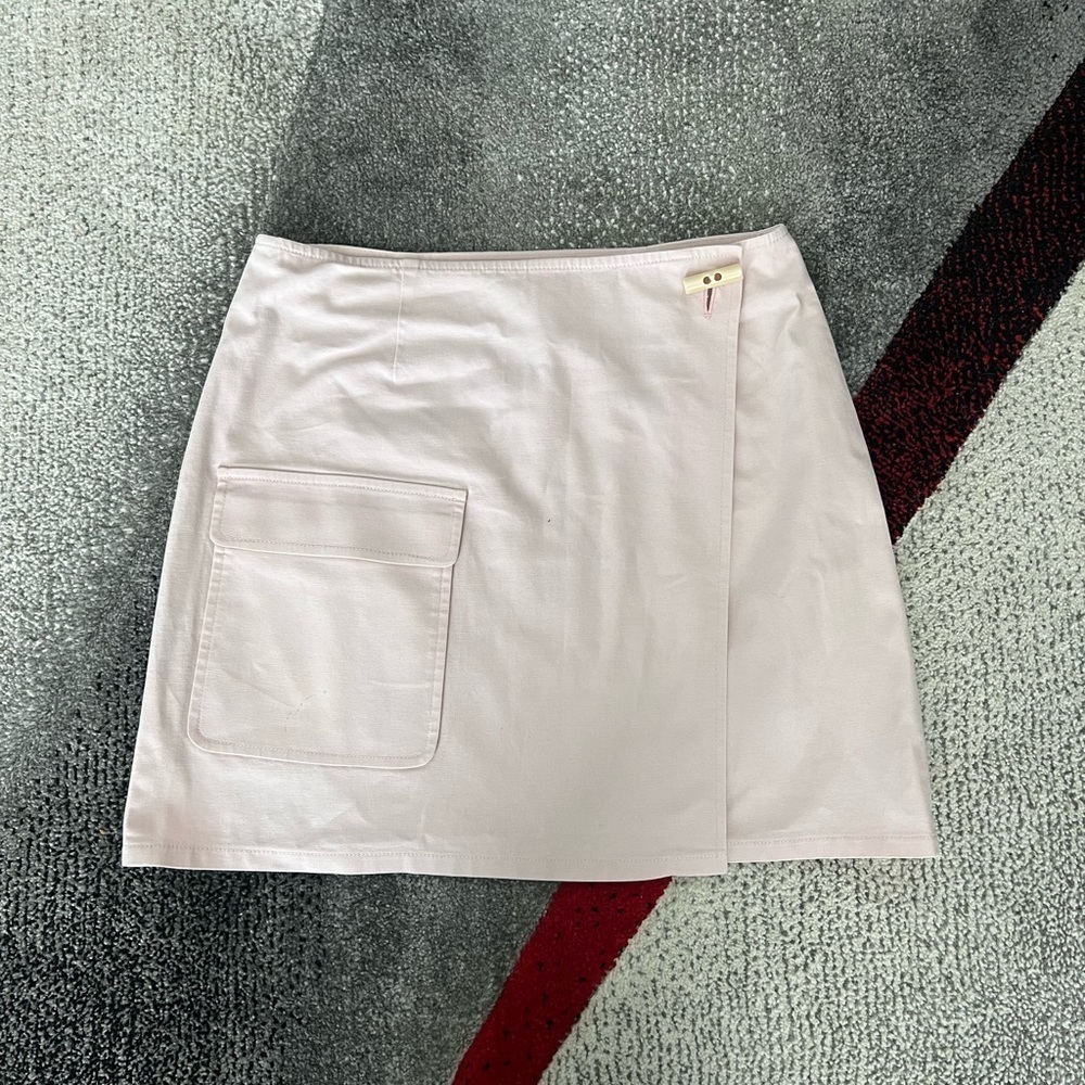 Etcetera Pale Pink Wrap Utility Mini Skirt